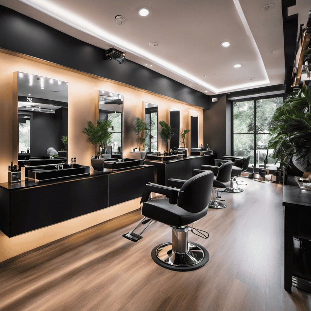 An image showcasing a sleek, modern hair salon with clear air and zero fumes