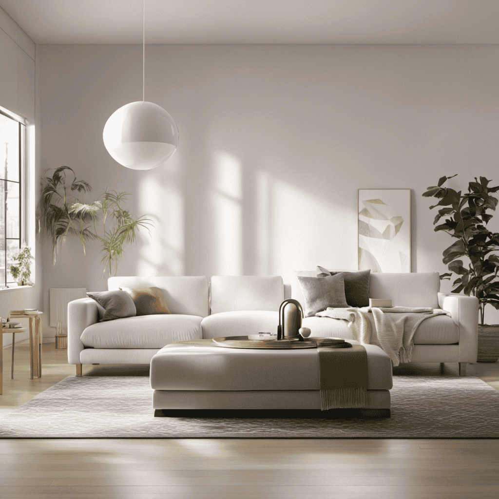 An image showcasing a well-lit room with a plug-in air purifier seamlessly blending into the decor