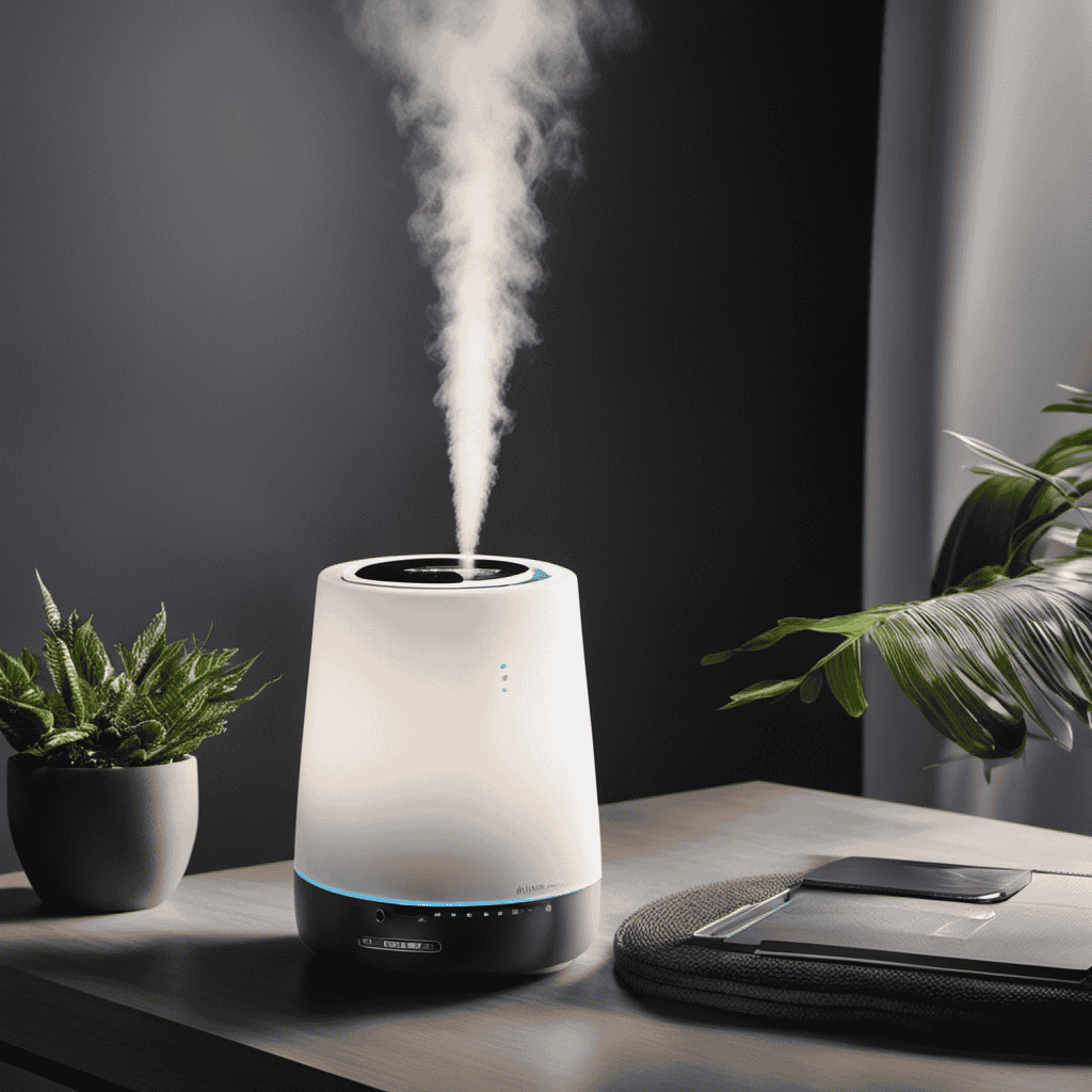 An image showcasing two devices side by side: one emitting a fine mist to add moisture to the air, while the other filters out airborne pollutants