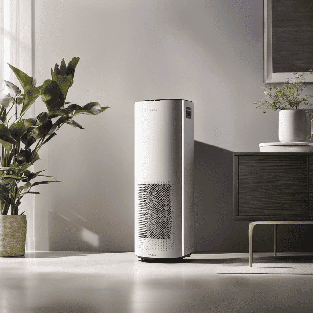 An image showcasing two contrasting devices side by side: a sleek air purifier actively removing pollutants from the air, and a dehumidifier extracting excess moisture, while emphasizing their distinct functions through visual cues