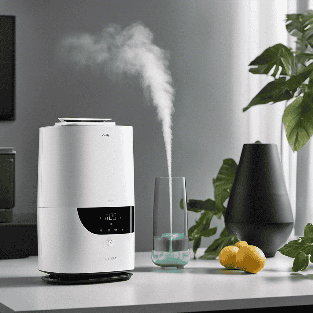 An image showcasing two contrasting devices side by side: on the left, an air humidifier emitting a fine mist to moisturize the air; on the right, an air purifier with a HEPA filter capturing microscopic particles, highlighted by clean and fresh surroundings