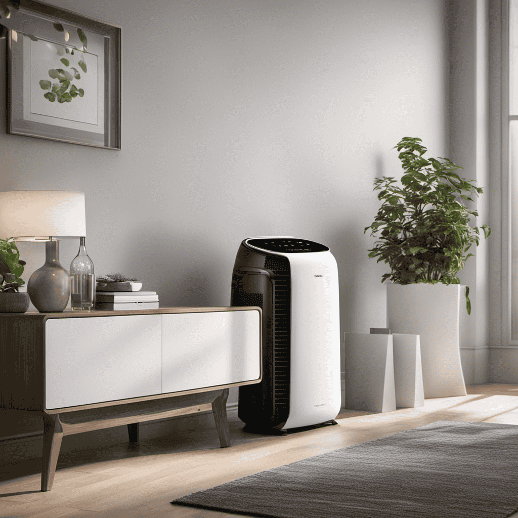 An image showcasing two distinct devices side by side: on the left, an air purifier with multiple filters removing smoke, dust, and allergens; on the right, a dehumidifier extracting moisture from the air, preventing mold and mildew