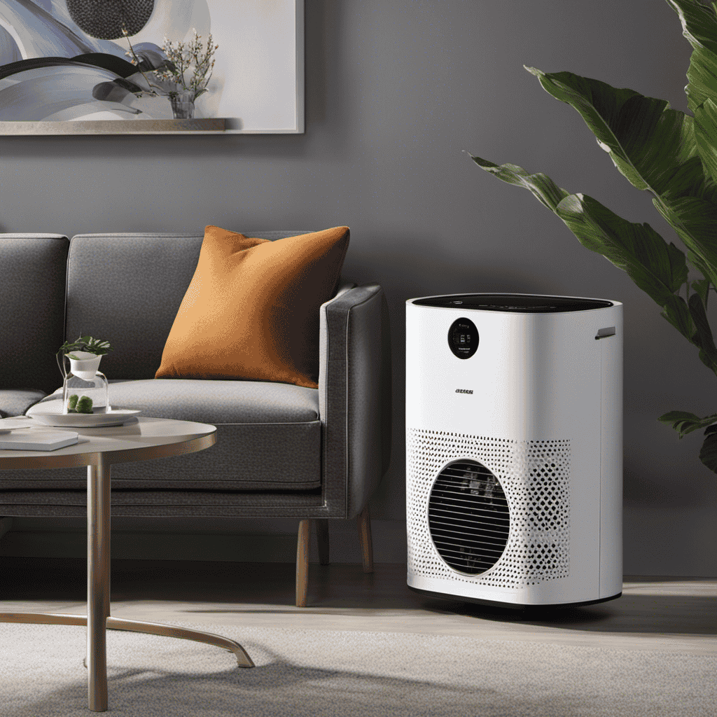 An image showcasing the contrasting features of an air purifier and a fan side by side