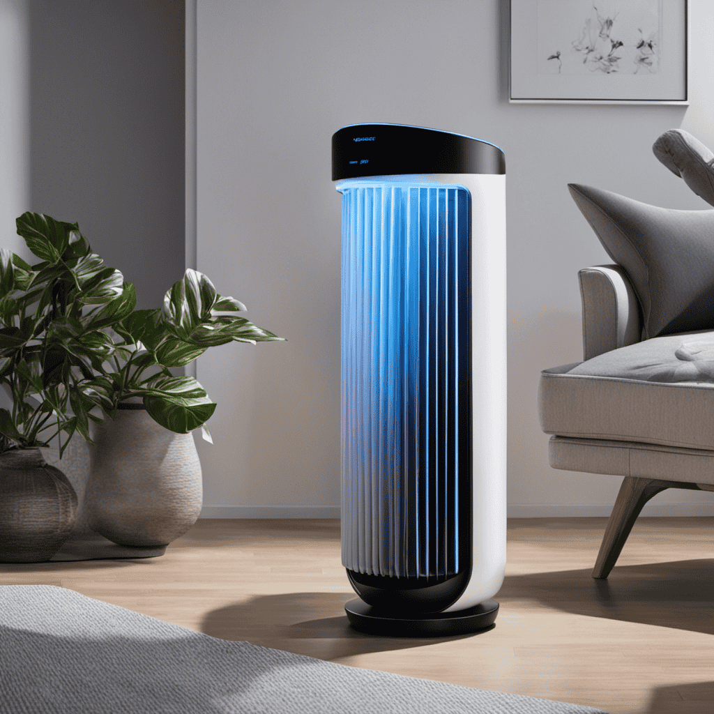 An image showcasing an air purifier with a UV setting