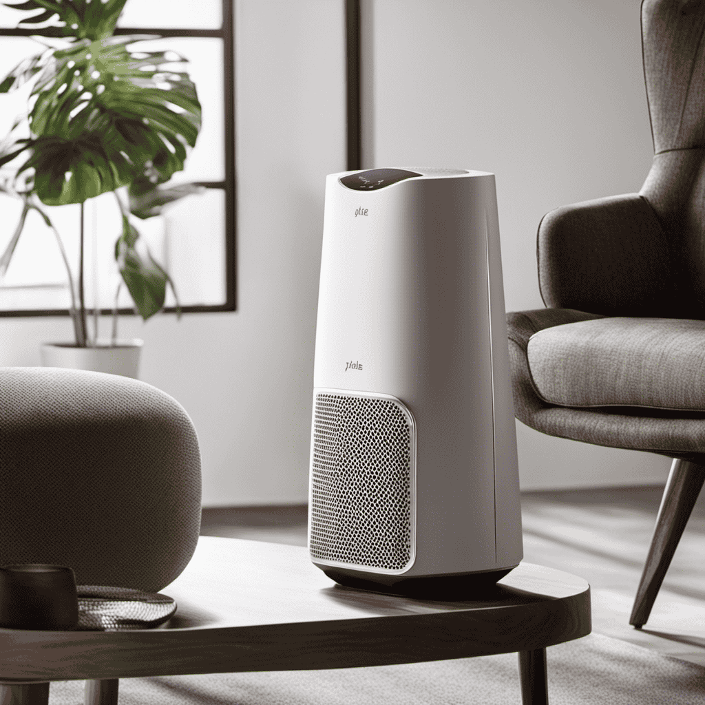 An image showcasing the sleek Idylis Model IAP-10-125 Air Purifier, capturing its weight through visual cues