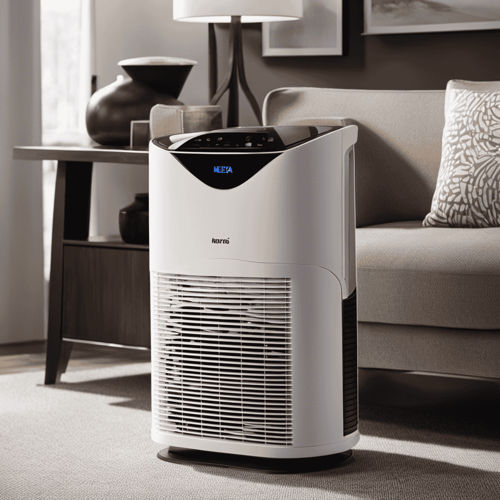 An image showcasing two distinct devices side by side: an air purifier and a HEPA filter