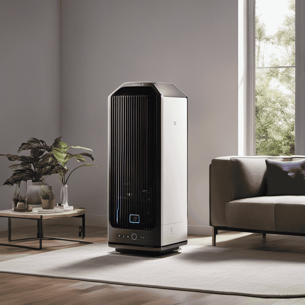 An image showcasing an air purifier equipped with UV-C technology