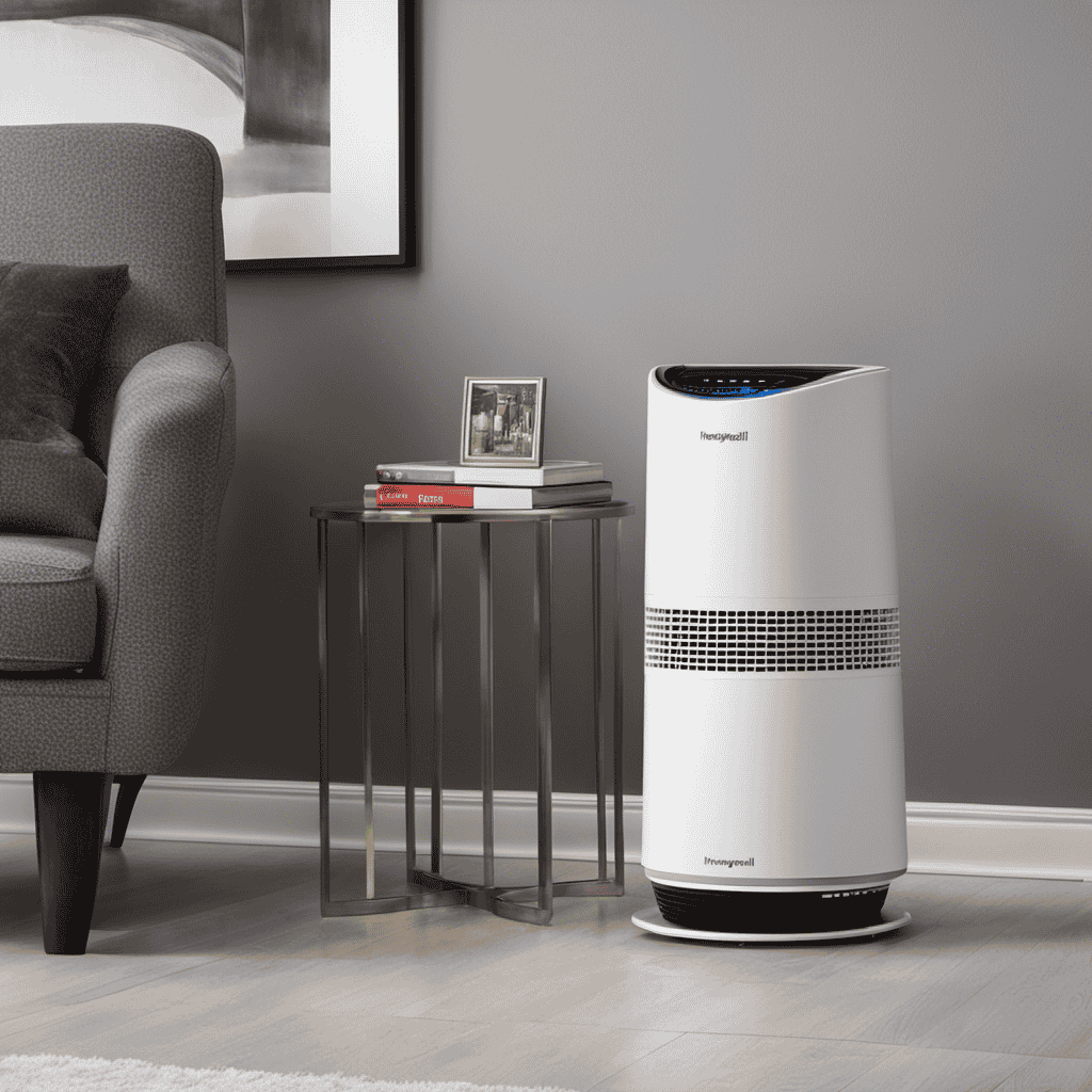 An image showcasing a close-up of a Honeywell air purifier with a removable filter