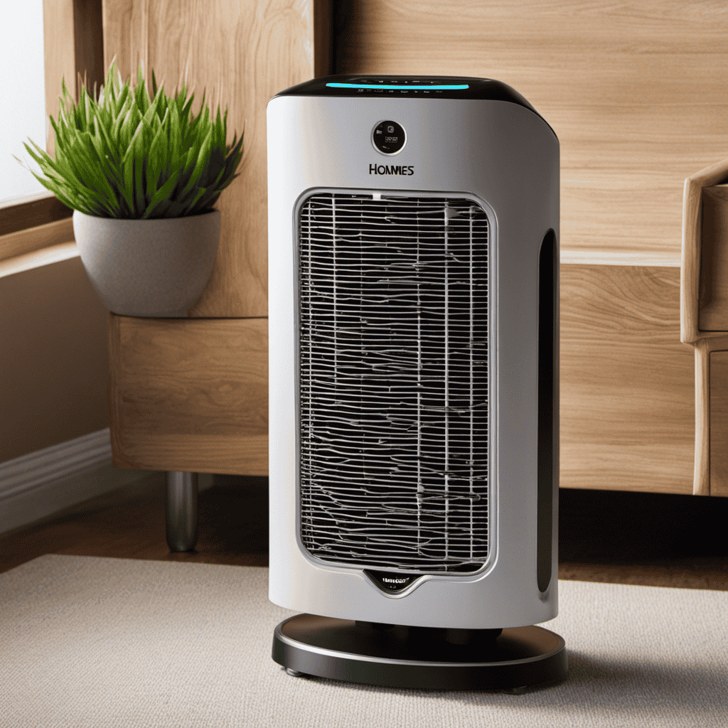 An image showcasing the Holmes 5-Stage HEPA 2-Speed Mini Air Purifier's filtration system