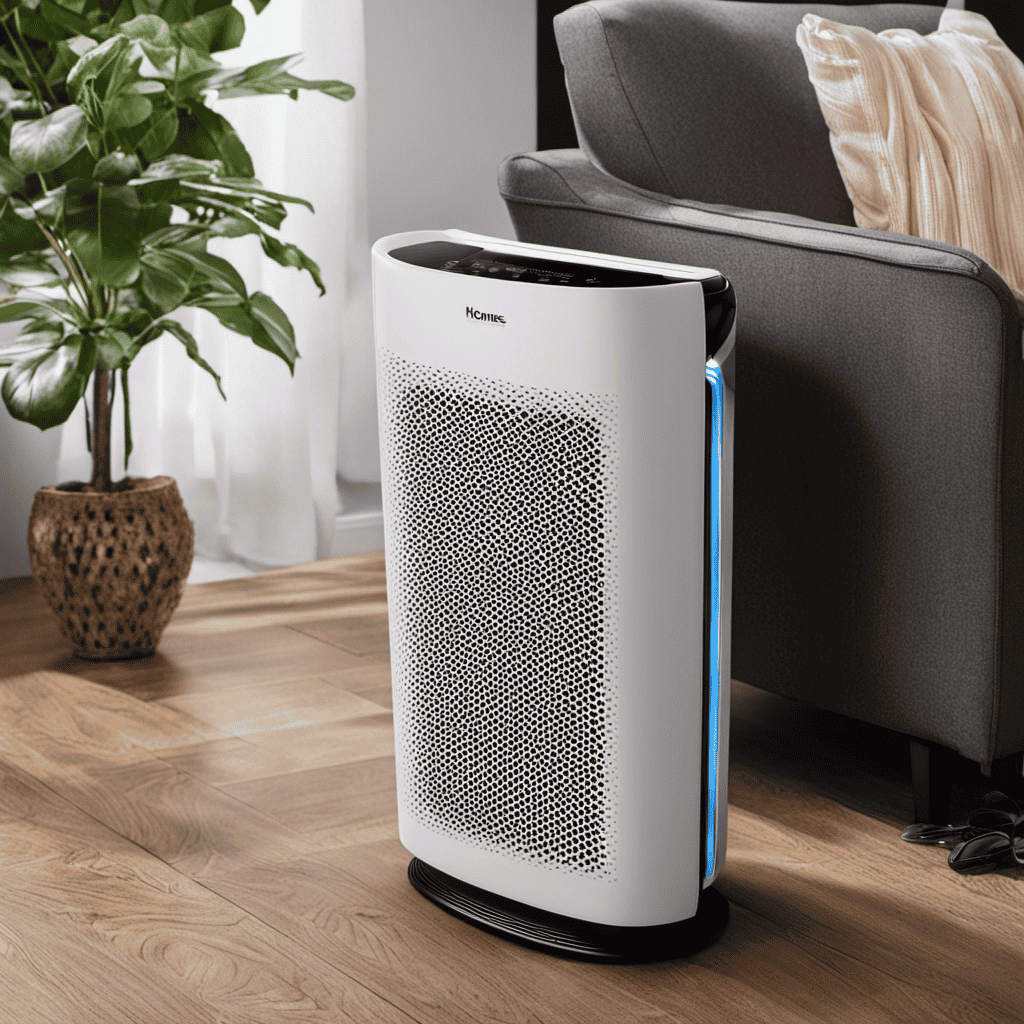 An image showcasing an elegant, sleek air purifier with advanced features, representing the upgraded replacement for the Holmes Tower Air Purifier Model HAP1200-UN