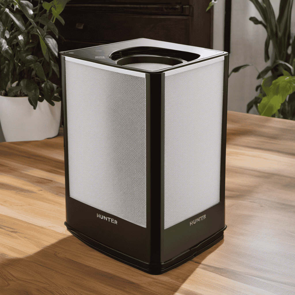 An image showcasing the Hunter G1200403 Air Purifier Filter, highlighting its dimensions, specifically its length, width, and thickness