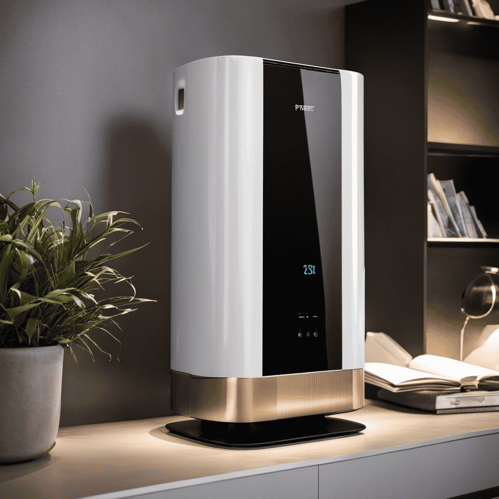 An image showcasing a sleek, modern air purifier from "The Profit" episode