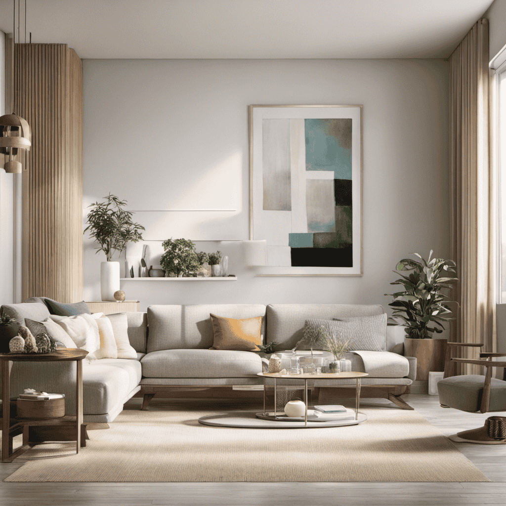 An image showcasing a serene living space, bathed in soft sunlight filtering through crisp, clean air