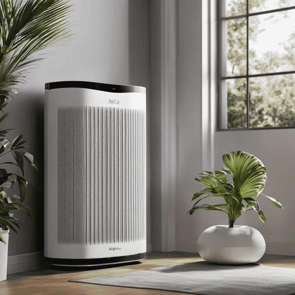 An image of an Air Purifier Idylis, with a close-up of the hepa filter