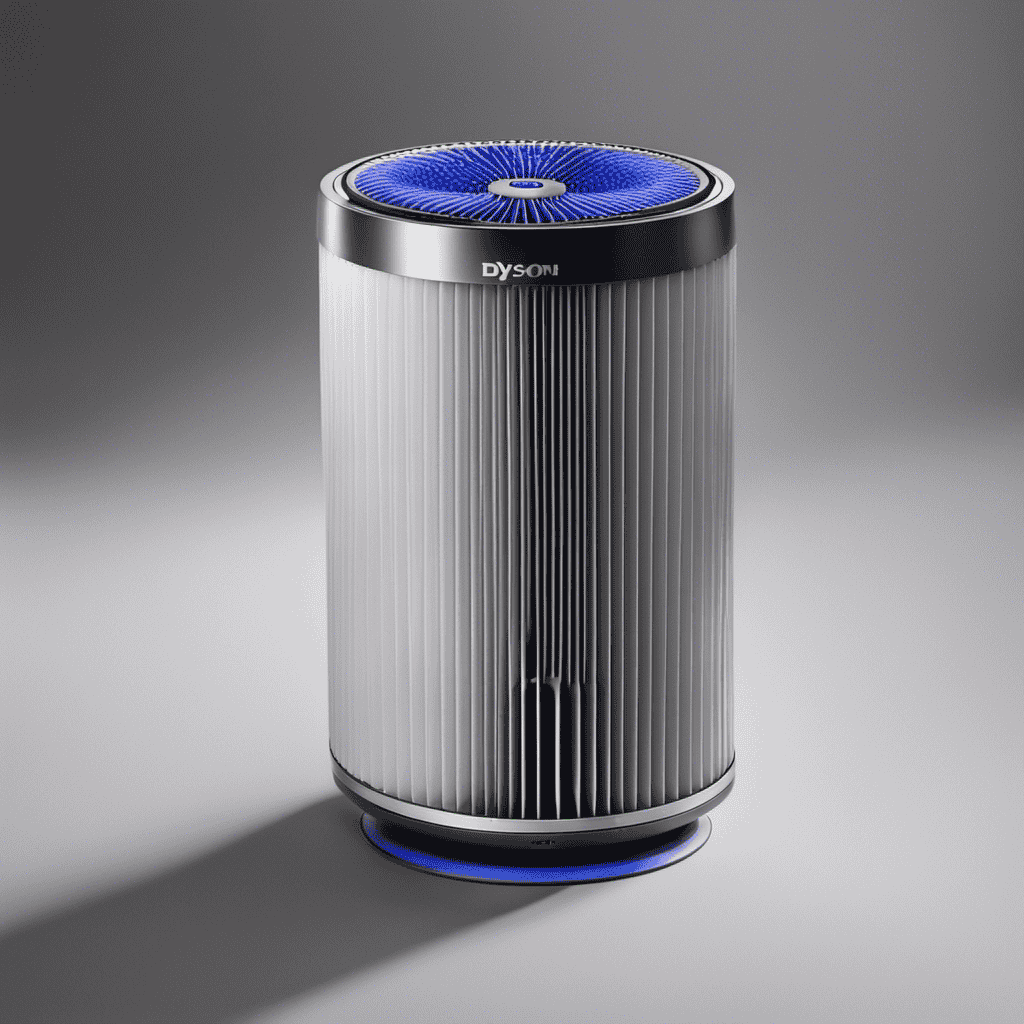 An image capturing the gradual accumulation of dust particles and allergens on a Dyson air purifier filter over time