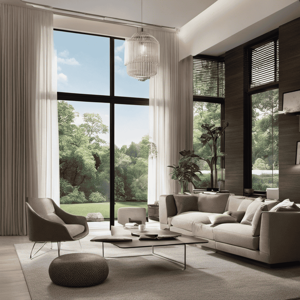 An image that showcases a living room, with an air purifier placed strategically near a window, drawing in fresh air, while positioned away from any obstructions to facilitate optimal air circulation