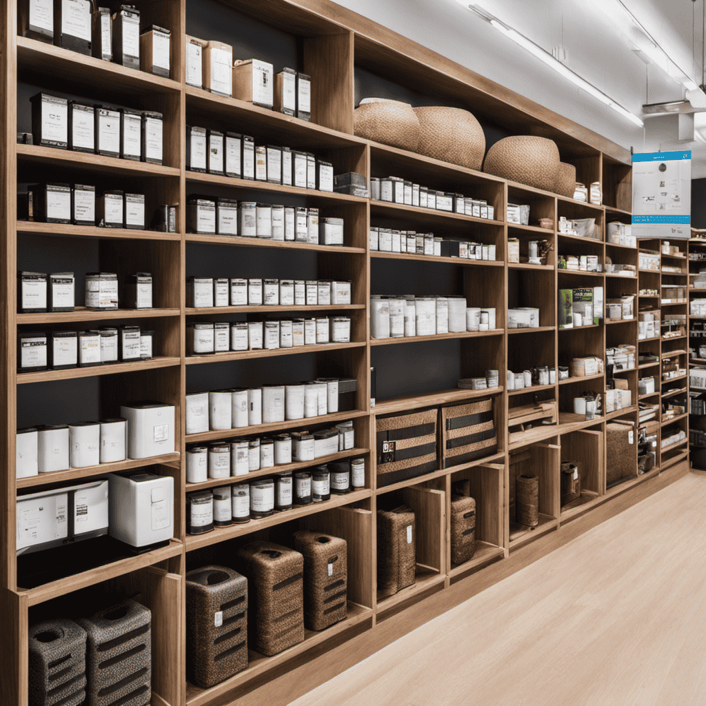 An image showcasing a neatly organized shelf in a store, filled with various filters compatible with the Thera Pure Air Purifier Model # Tpp230h