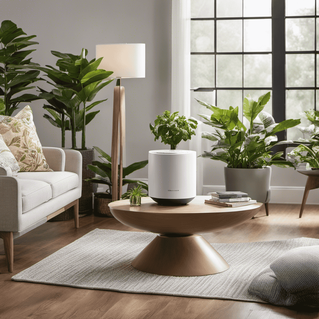 An image showcasing a modern living room with a serene atmosphere