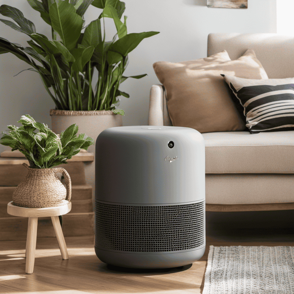 An image showcasing a cozy living room with a Rabbit Air Purifier subtly placed on a side table, surrounded by lush plants, clean air, and a serene ambiance, inviting readers to discover where to buy this top-notch purifier