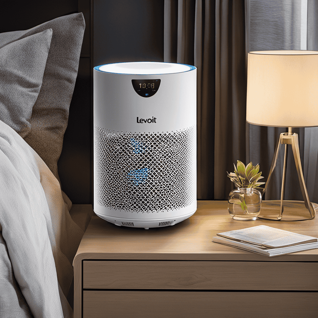 An image showcasing a Levoit Air Purifier nestled on a bedside table, with soft ambient light illuminating a serene sleeping area, inviting readers to imagine the perfect placement for optimal air purification in their bedrooms