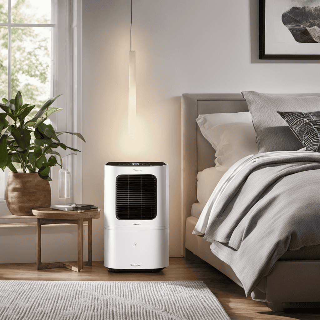 An image showcasing an air purifier strategically placed in a room, with arrows highlighting optimal spots like near windows to capture outdoor pollutants, beside beds for cleaner sleep, and close to pet areas for pet dander removal