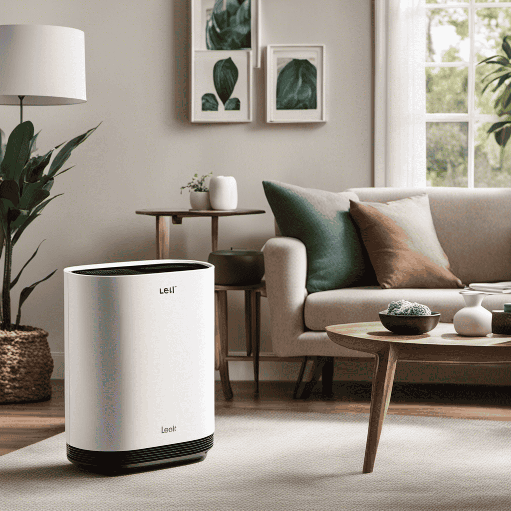 An image showcasing the ideal placement for a Levoit Air Purifier: a modern living room with ample natural light, displaying the purifier on a sleek, clutter-free side table near a cozy reading nook