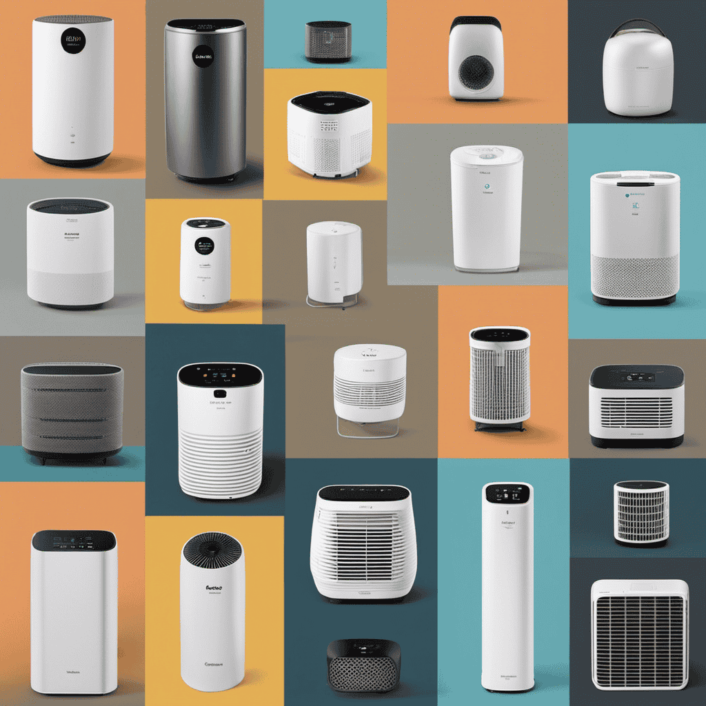 An image showcasing different air purifiers, each labeled with their respective brand names and indicating their ability to remove formaldehyde