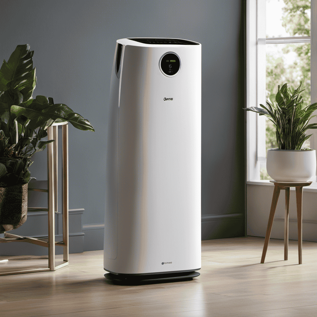 An image showcasing a diverse range of air purifiers, emitting clean, fresh air, while one particular purifier stands out, symbolizing its ozone-free feature