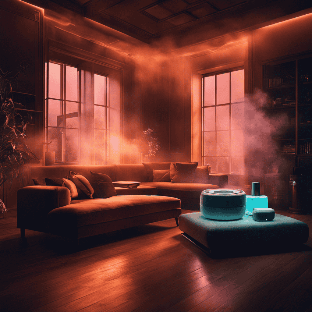 An image showcasing a dimly lit room with a hazy atmosphere