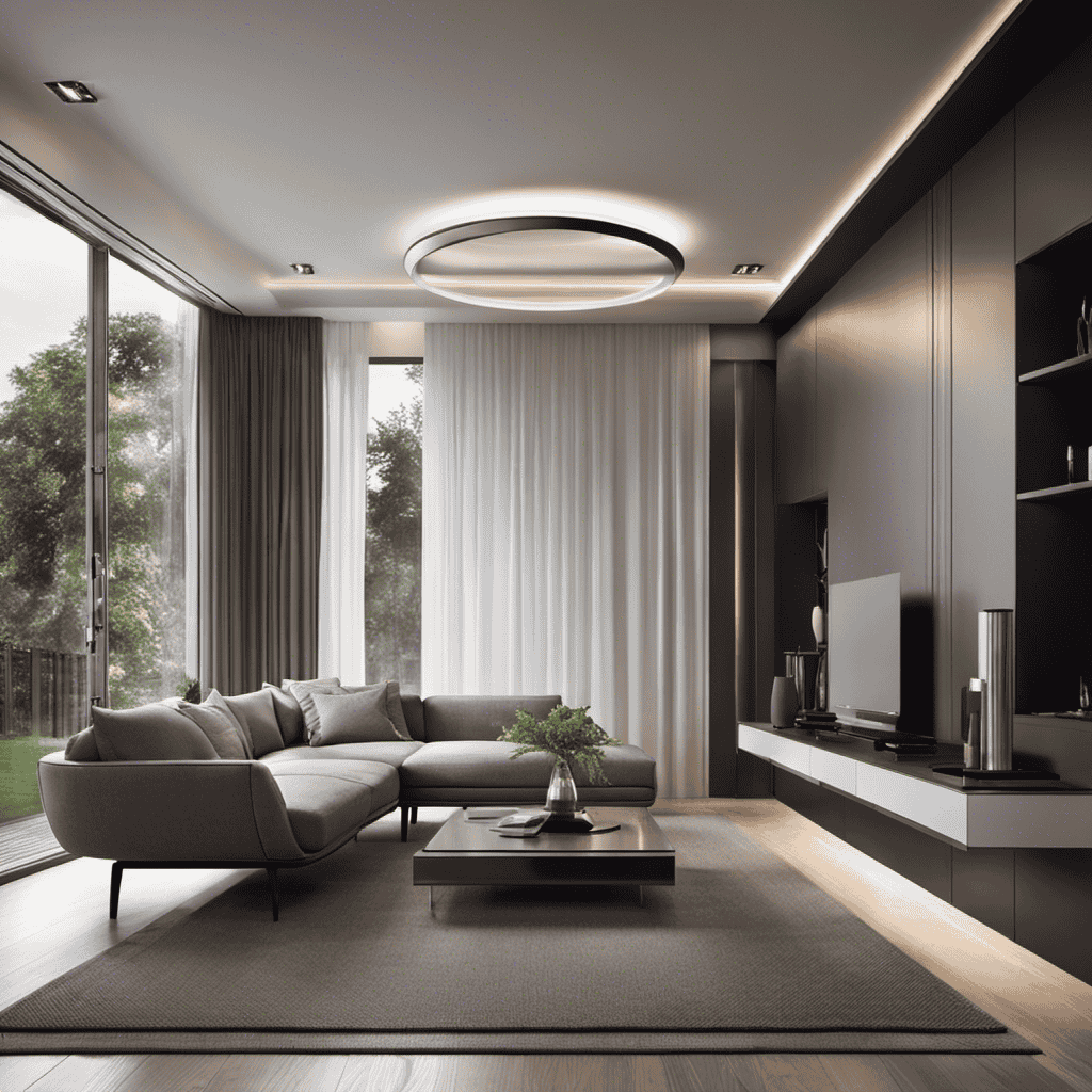 An image showcasing a modern living room with a sleek, minimalist design