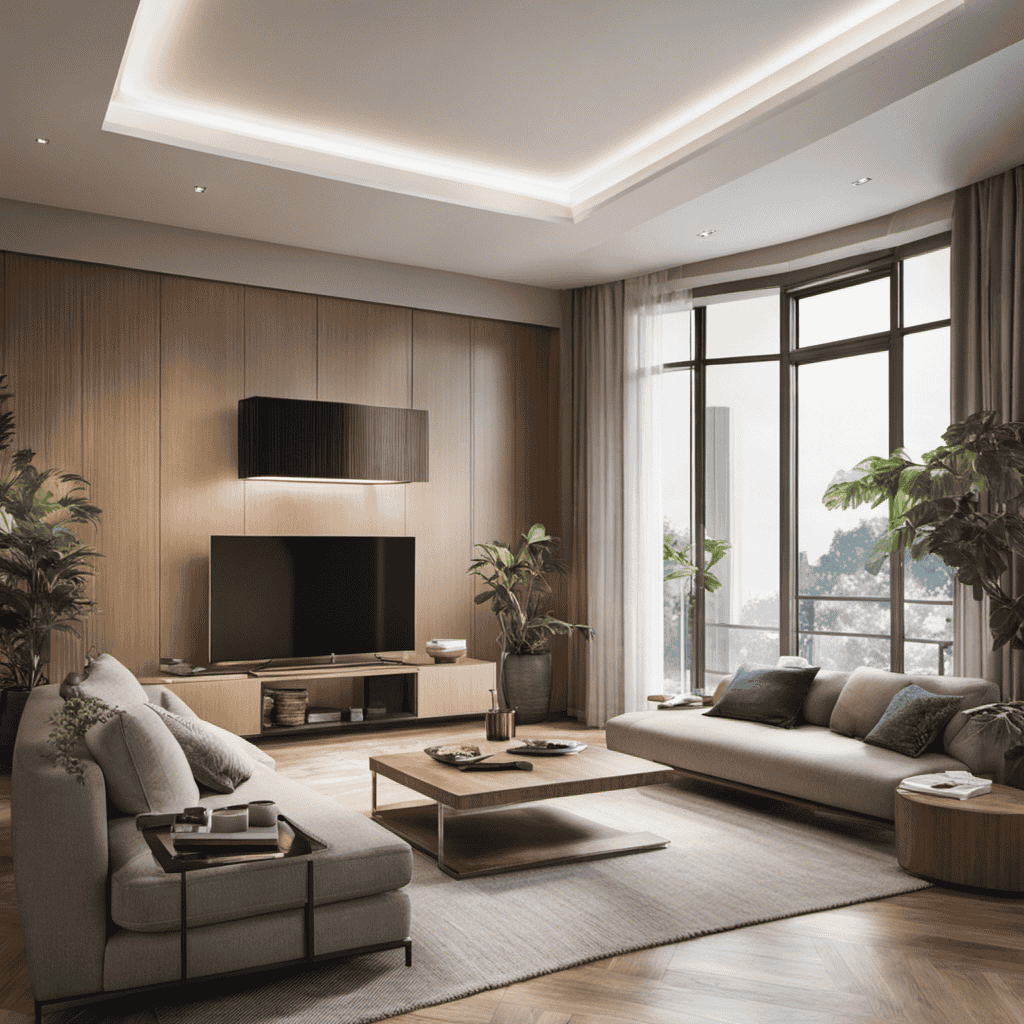 An image showcasing a spacious living room, filled with fresh, clean air