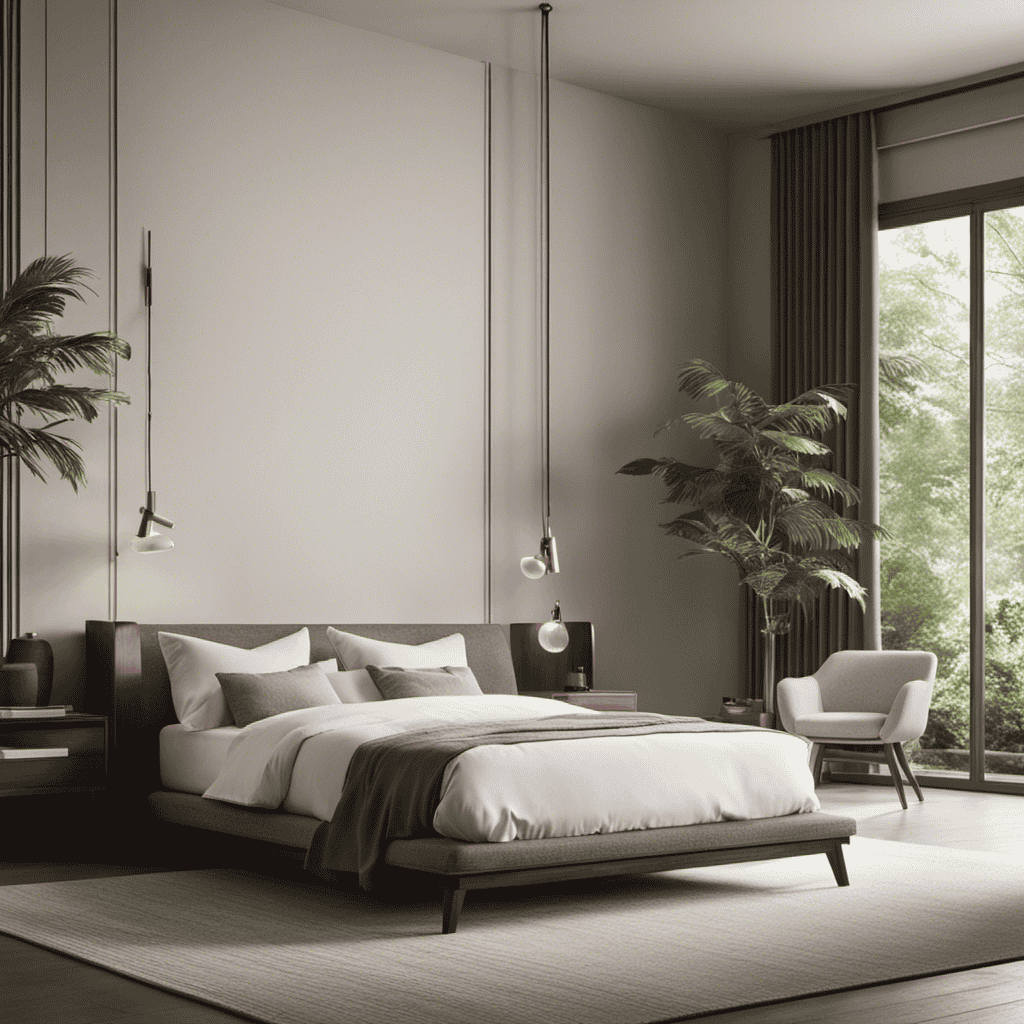 An image featuring a serene bedroom scene with a variety of air purifiers