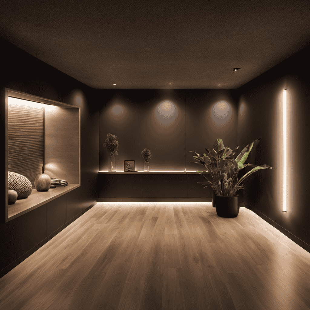 An image showcasing a spacious basement with dim lighting