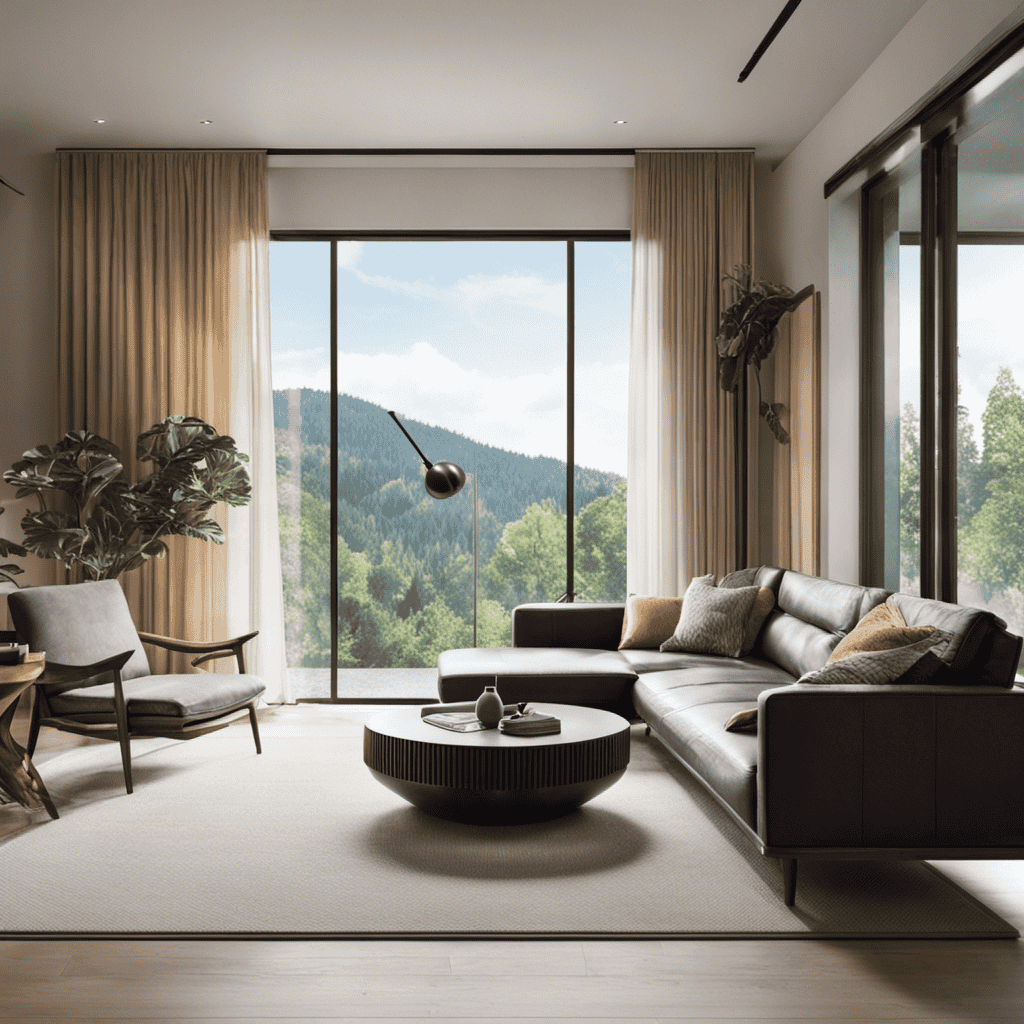 An image showcasing a cozy living room, filled with clean and fresh air
