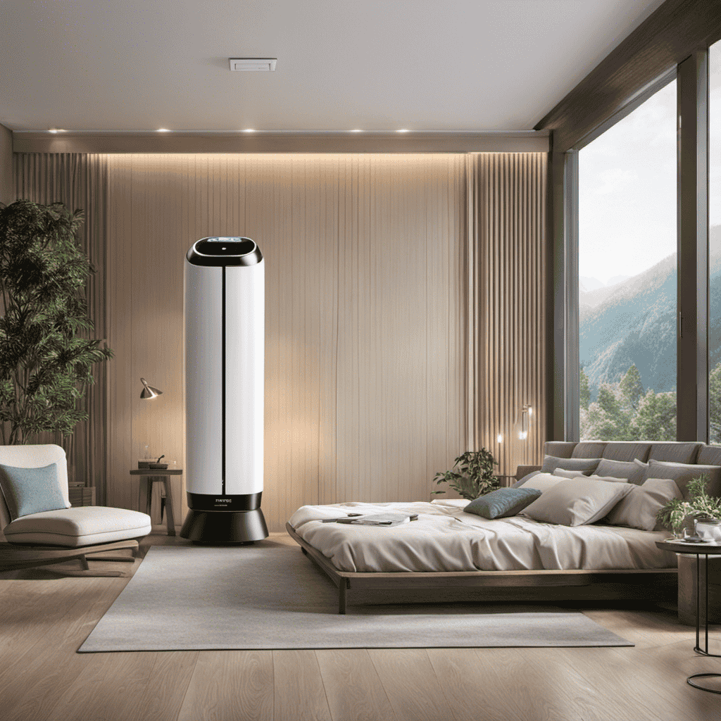 An image showcasing a room with clean and fresh air, with an air purifier and humidifier side by side