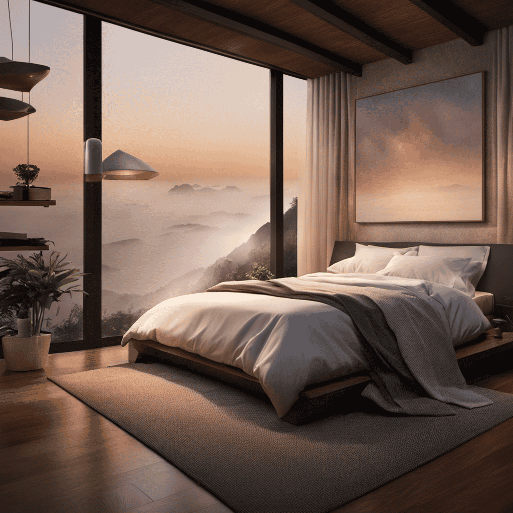 An image showcasing a serene bedroom with a person peacefully sleeping