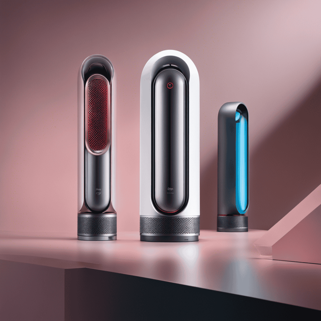 An image showcasing two sleek, modern devices side by side – the Dyson AM09 Hot+Cool and the Dyson Pure Hot+Cool Link