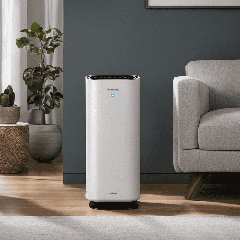 An image showcasing two sleek air purifiers side by side, with the Honeywell model exuding a modern elegance through its minimalist design, while the Winix purifier emanates a contemporary vibe with its touch-sensitive controls and futuristic appearance