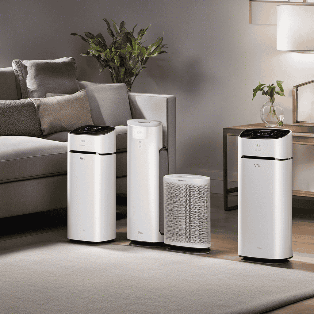 An image showcasing three Winix air purifiers side by side, each with unique features represented visually (e