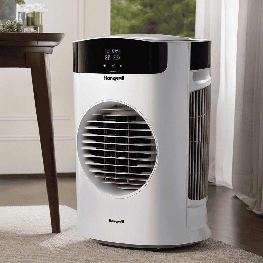 An image that depicts a Honeywell True HEPA air purifier emitting a faint, unpleasant odor after extended use
