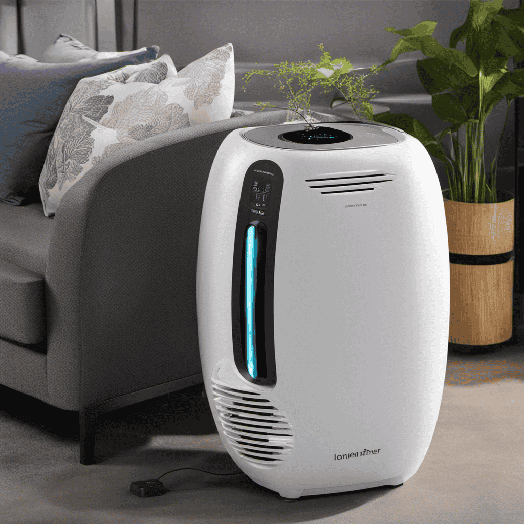An image showcasing an ionizer air purifier emitting harmful ozone particles into the air, surrounded by a person experiencing respiratory discomfort, symbolizing the negative health effects caused by these devices