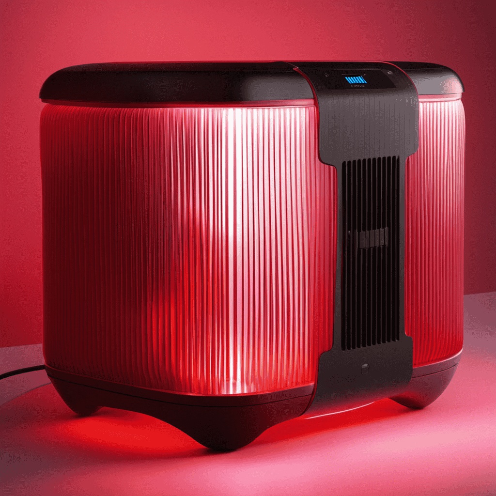 An image showing a close-up of an Afloia air purifier with a vibrant red LED light blinking repeatedly, indicating an issue