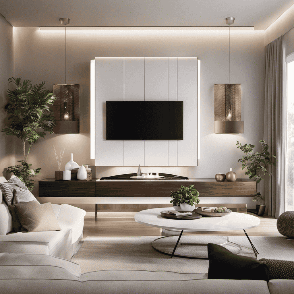 An image showcasing a serene living room bathed in soft, natural light