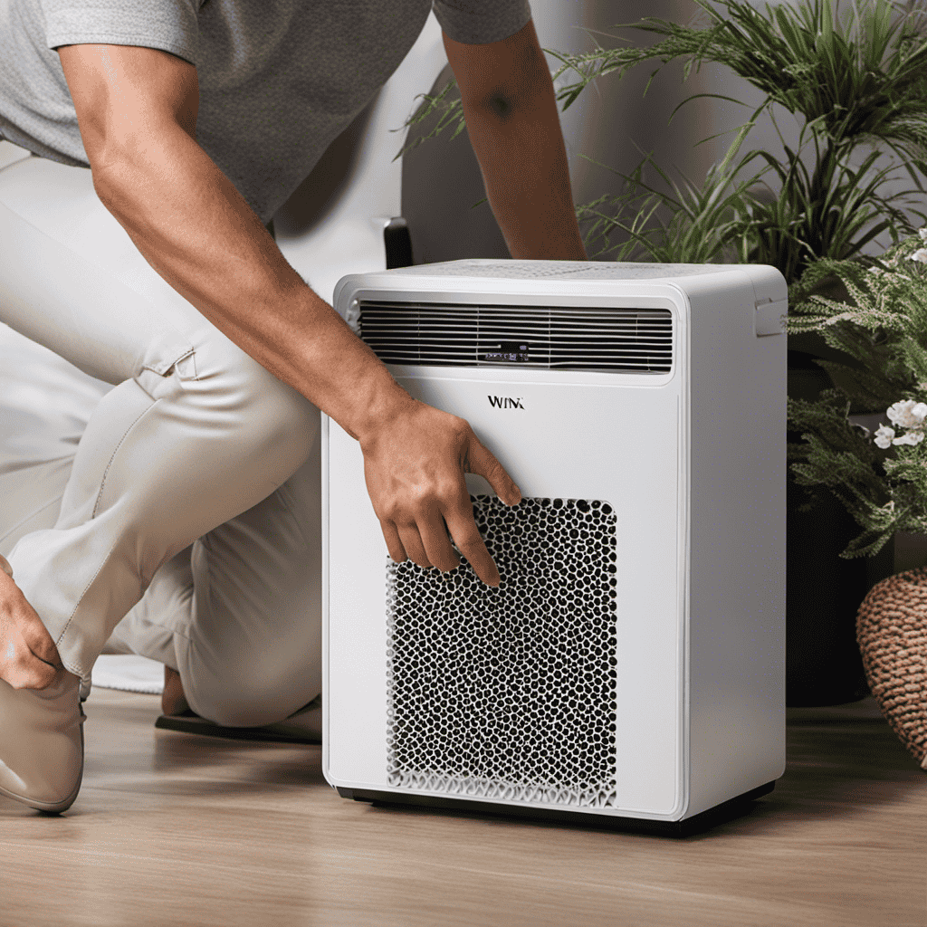 An image capturing the process of changing filters in a Winix Air Purifier