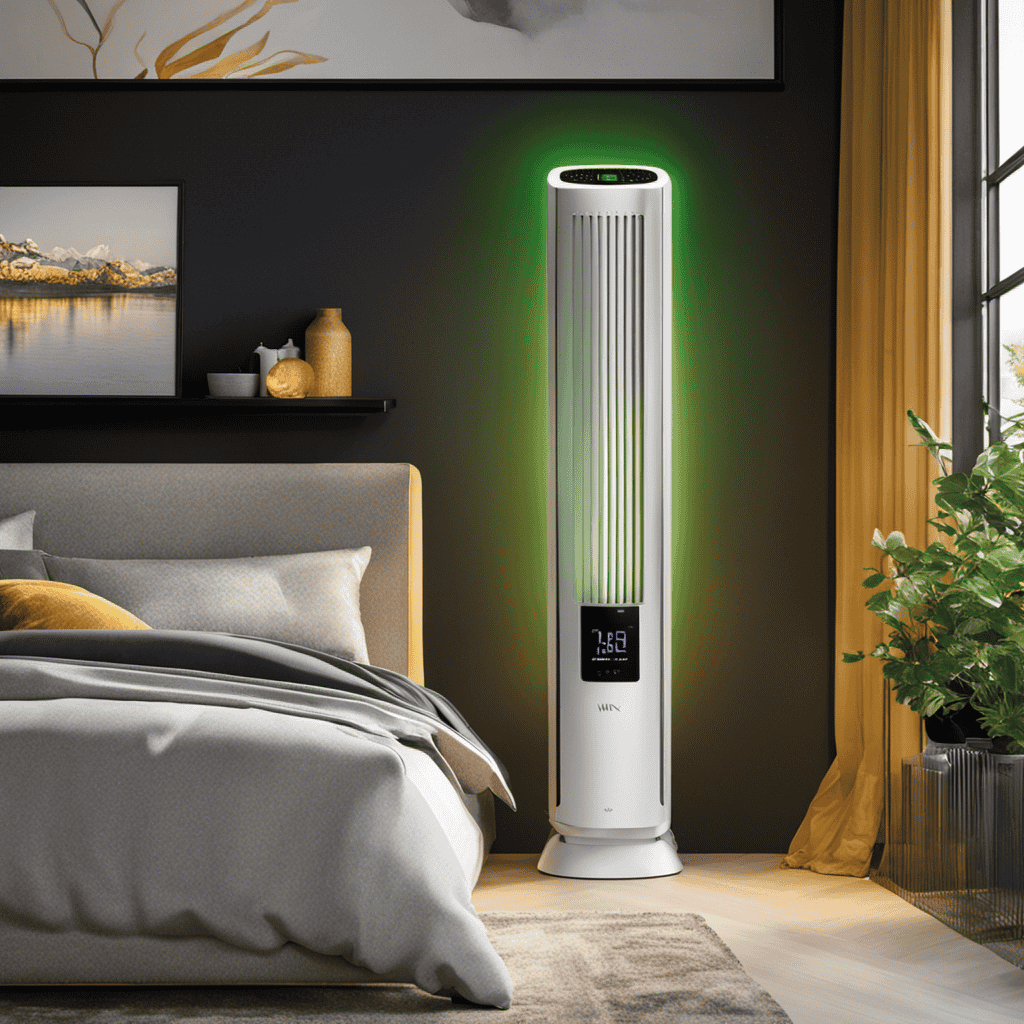 An image showcasing the Winix Air Purifier's display panel with illuminated colors indicating air quality