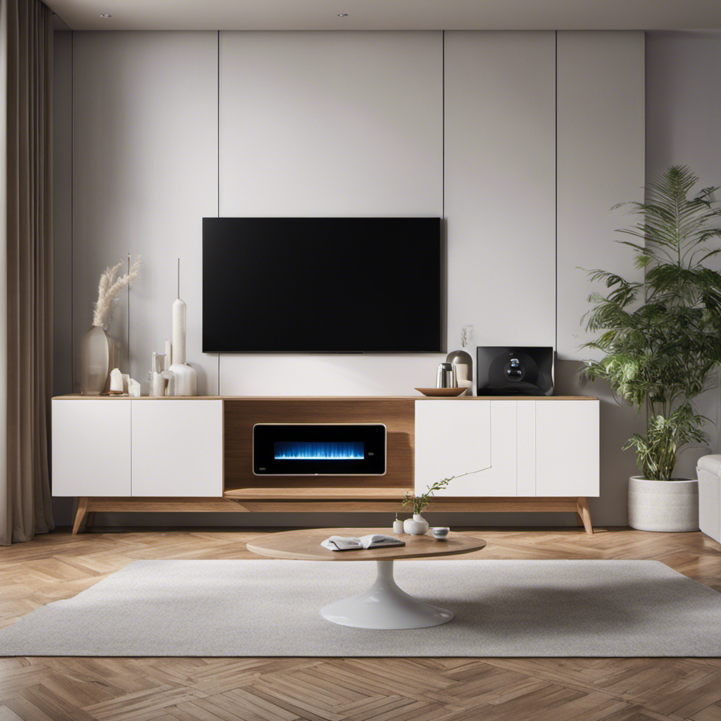 An image showcasing a living room with an air purifier strategically placed near the pet's favorite spot