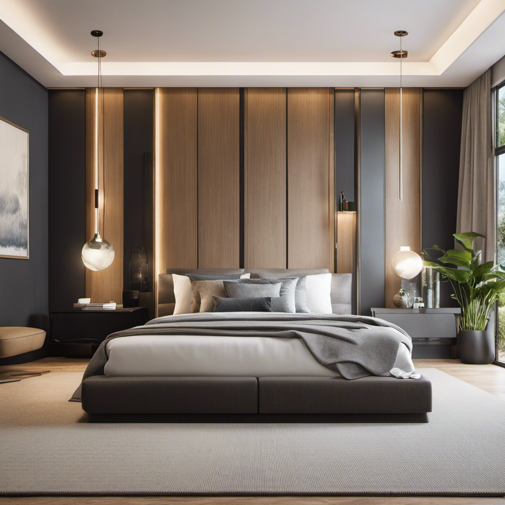 An image showcasing a serene bedroom with fresh, clean air