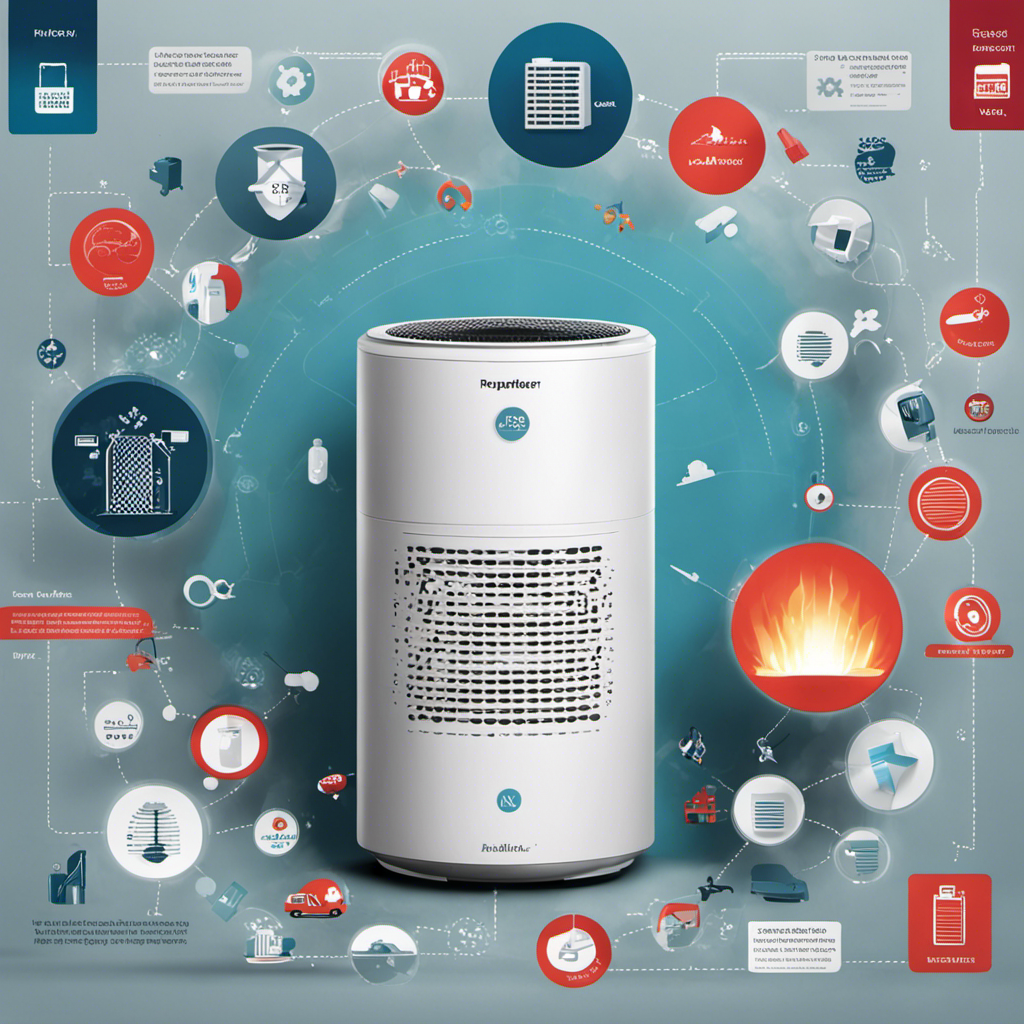 An image showcasing an air purifier with a broken filter, surrounded by crossed-out symbols representing excluded items like accidental damage, improper use, and neglect - illustrating the importance of understanding warranty exclusions