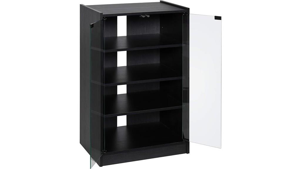 adjustable shelves glass doors