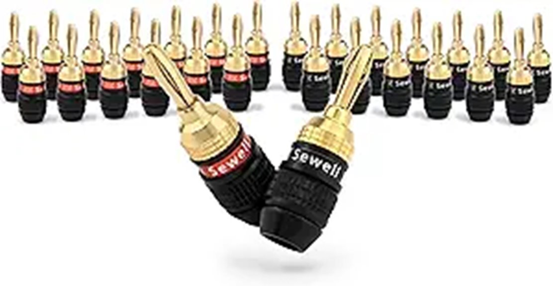 gold plated banana plug connectors